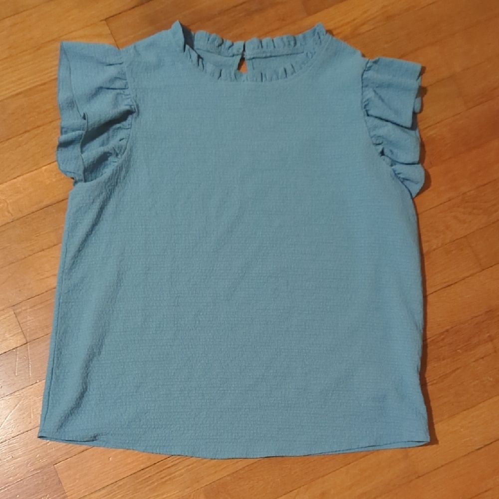 Blue Ruffled Work Blouse